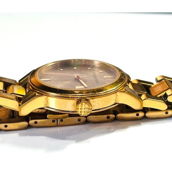 BURBERRY Unisex Rose Gold Classic Checked Analog Quartz 34mm Watch BU9135 - Picture 3 of 6